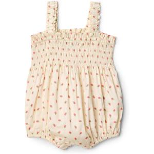 imageAmazon Essentials x Sofia Grainge Baby Girls Woven Sleeveless Ruffle RomperBright Pink Little Strawberries