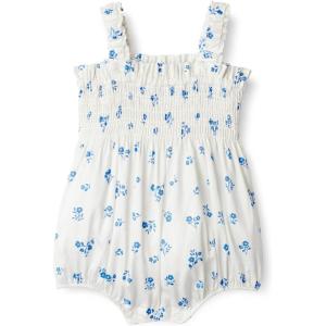 imageAmazon Essentials x Sofia Grainge Baby Girls Woven Sleeveless Ruffle RomperIvory Blue Floral