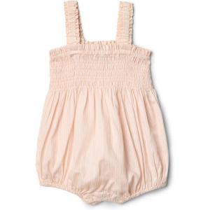 imageAmazon Essentials x Sofia Grainge Baby Girls Woven Sleeveless Ruffle RomperPeach Classic Stripe