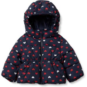 imageAmazon Essentials x Sofia Grainge Girls WaterRepellent Hooded Puffer JacketNavy Hearts