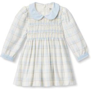 imageAmazon Essentials x Sofia Grainge Toddler and Baby Girls Long Sleeve Flannel DressIvory Light Blue Simple Plaid