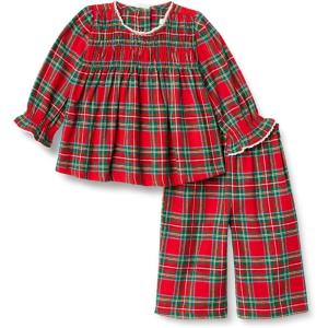 imageAmazon Essentials x Sofia Grainge Toddler and Baby Girls Long Sleeve Flannel SetCherry Red Festive Plaid