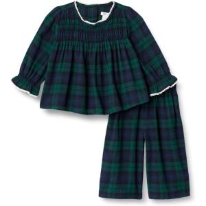 imageAmazon Essentials x Sofia Grainge Toddler and Baby Girls Long Sleeve Flannel SetDark Emerald Green Deep Blue Plaid