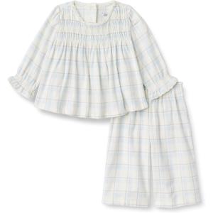 imageAmazon Essentials x Sofia Grainge Toddler and Baby Girls Long Sleeve Flannel SetIvory Light Blue Simple Plaid