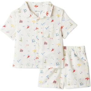 imageAmazon Essentials x Sofia Grainge Toddlers and Baby Boys Cotton Linen Short Sleeve Shirt amp Shorts Play SetIvory Beach