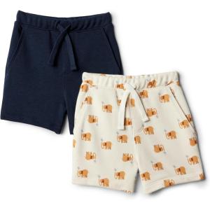 imageAmazon Essentials x Sofia Grainge Toddlers and Baby Boys PullOn Knit French Terry Shorts Pack of 2ElephantsNavy