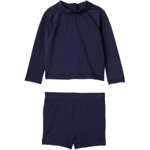 imageAmazon Essentials x Sofia Grainge Toddlers and Baby Boys TwoPiece Long Sleeve Rashguard and Shorts SetNavy