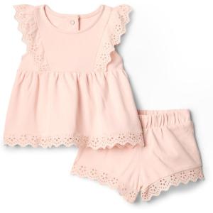 imageAmazon Essentials x Sofia Grainge Toddlers and Baby Girls Cotton Eyelet Top amp Shorts Play Set MultipacksLight Pink