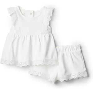 imageAmazon Essentials x Sofia Grainge Toddlers and Baby Girls Cotton Eyelet Top amp Shorts Play Set MultipacksWhite