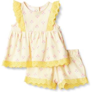 imageAmazon Essentials x Sofia Grainge Toddlers and Baby Girls Cotton Eyelet Top amp Shorts Play Set MultipacksYellow Floral