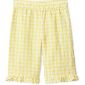 imageAmazon Essentials x Sofia Grainge Toddlers and Baby Girls Cotton Linen Wide Leg Pullon Pant with RufflesYellow Gingham
