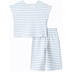 imageAmazon Essentials x Sofia Grainge Toddlers and Baby Girls Cotton Pique Short Sleeve TShirt amp Pants Play SetBlue Uneven Thin Stripe