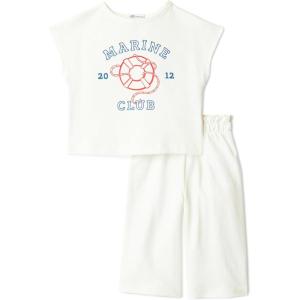 imageAmazon Essentials x Sofia Grainge Toddlers and Baby Girls Cotton Pique Short Sleeve TShirt amp Pants Play SetIvory Marine Club