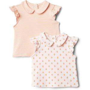 imageAmazon Essentials x Sofia Grainge Toddlers and Baby Girls Cotton Short Sleeve Blouses with Ruffles Pack of 2StrawberryStripe