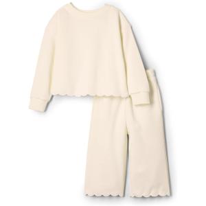 imageAmazon Essentials x Sofia Grainge Toddlers and Baby Girls French Terry Sweatshirt Pant and Top SetIvory