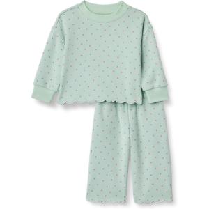 imageAmazon Essentials x Sofia Grainge Toddlers and Baby Girls French Terry Sweatshirt Pant and Top SetMint Little Strawberries