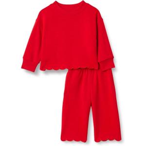 imageAmazon Essentials x Sofia Grainge Toddlers and Baby Girls French Terry Sweatshirt Pant and Top SetRed