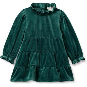 imageAmazon Essentials x Sofia Grainge Toddlers and Baby Girls Long Sleeve Velour Corduroy DressDark Green