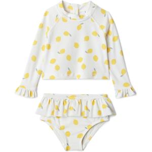 imageAmazon Essentials x Sofia Grainge Toddlers and Baby Girls TwoPiece Long Sleeve Rashguard Set MultipacksIvory Lemon