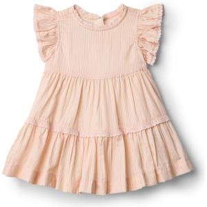 imageAmazon Essentials x Sofia Grainge Toddlers and Baby Girls Woven Cotton Sateen Fit amp Flare Casual DressPeach Classic Stripe