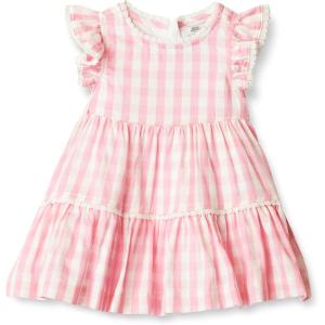 imageAmazon Essentials x Sofia Grainge Toddlers and Baby Girls Woven Cotton Sateen Fit amp Flare Casual DressPink Big Gingham
