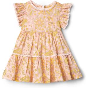 imageAmazon Essentials x Sofia Grainge Toddlers and Baby Girls Woven Cotton Sateen Fit amp Flare Casual DressShell Pink Ornate Paisley