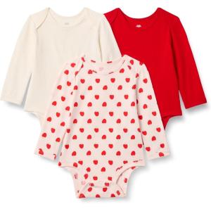 imageAmazon Essentials x Sofia Grainge Unisex Babies Cotton Long Sleeve Crew Neck BodysuitIvoryRedApple Hearts