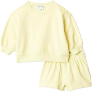 imageAmazon Essentials x Sofia Grainge Unisex Babies Toddlers and Kids Sweatshirt and Shorts French Terry Play SetLight Yellow