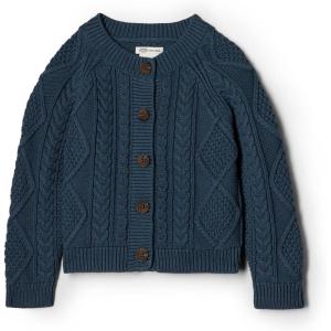 imageAmazon Essentials x Sofia Grainge Unisex Toddlers and Babies Cable Knit Fisherman Cardigan SweaterDark Navy