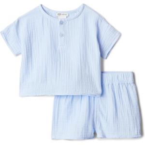 imageAmazon Essentials x Sofia Grainge Unisex Toddlers and Babies Cotton Gauze Shirt amp Shorts Play SetLight Blue
