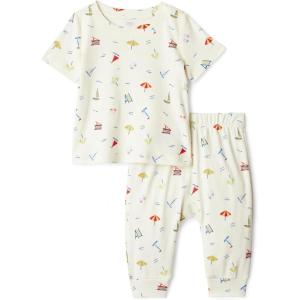 imageAmazon Essentials x Sofia Grainge Unisex Toddlers and Babies Cotton Knit Short Sleeve Shirt amp Pants SetIvory Beach