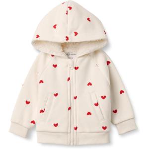 imageAmazon Essentials x Sofia Grainge Unisex Toddlers and Babies French Terry Zip Hoodie SweatshirtIvory Red Hearts