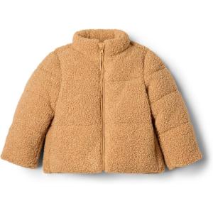 imageAmazon Essentials x Sofia Grainge Unisex Toddlers and Babies Teddy Puffer Jacket Winter Coat Fleece LinedCamel