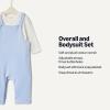 imageAmazon Essentials x Sofia Grainge Unisex Babies Velour Overall and Long Sleeve Bodysuit SetIvoryLight Blue