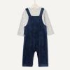 imageAmazon Essentials x Sofia Grainge Unisex Babies Velour Overall and Long Sleeve Bodysuit SetNavySheep