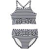 imageAmazon Essentials x Sofia Grainge Toddlers and Baby Girls TwoPiece Swimsuit with Crisscross StrapsIvory Navy Even Stripe