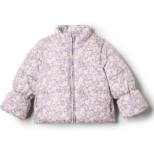 imageAmazon Essentials x Sofia Grainge Toddler and Baby Girls Taffeta Puffer JacketBlue Ivory Delicate Floral