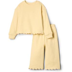imageAmazon Essentials x Sofia Grainge Toddlers and Baby Girls French Terry Sweatshirt Pant and Top SetButter Yellow