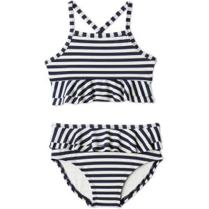 imageAmazon Essentials x Sofia Grainge Toddlers and Baby Girls TwoPiece Swimsuit with Crisscross StrapsIvory Navy Even Stripe