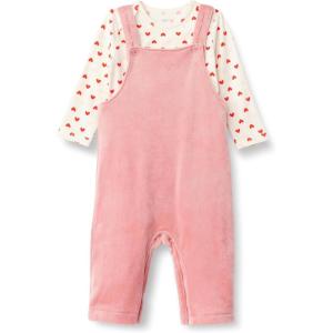 imageAmazon Essentials x Sofia Grainge Unisex Babies Velour Overall and Long Sleeve Bodysuit SetBlushHearts