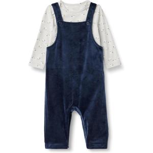 imageAmazon Essentials x Sofia Grainge Unisex Babies Velour Overall and Long Sleeve Bodysuit SetNavySheep