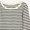 image:imageAmazon Essentials Girls and Toddlers LongSleeve Cropped Rib TopEggshell White Black French Stripes