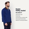 image:imageAmazon Essentials Mens RelaxedFit Rigid Denim Zip Up JacketDark Navy