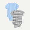 image:imageAmazon Essentials Unisex Babies Short Sleeve Henley Bodysuit Pack of 2Cornflower BlueFrench Stripe