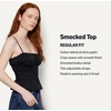 image:imageAmazon Essentials Womens RegularFit Smocked Cotton Stretch Poplin TankBlack