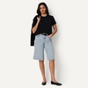 image:imageAmazon Essentials Womens RelaxedFit MidRise Long Jean ShortsTinted Ice Light Wash