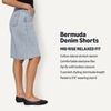 image:imageAmazon Essentials Womens RelaxedFit MidRise Long Jean ShortsTinted Ice Light Wash
