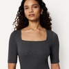 image:imageAmazon Essentials Womens SlimFit Half Sleeve Square Neck TShirtCharcoal Heather