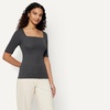 image:imageAmazon Essentials Womens SlimFit Half Sleeve Square Neck TShirtCharcoal Heather