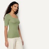 image:imageAmazon Essentials Womens SlimFit Half Sleeve Square Neck TShirtSage Green